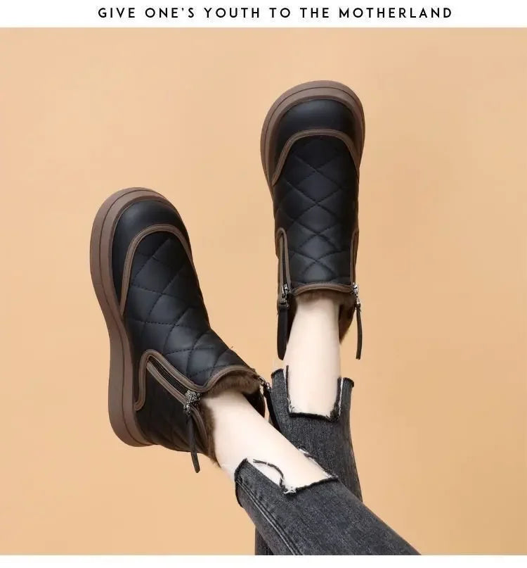 Winter Women's Boots  New Plush Comfortable Warm Waterproof Anti Slip Warm Short Boots Cold Resistant Outdoor Ankle Boots