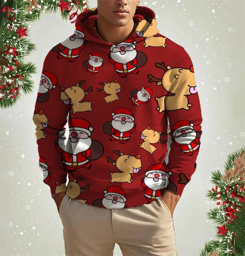 Christmas Mens Hoodies Cool Gingerbread 3d Graphic Hoodies Sweatshirt Men Party Holiday Pullover Plus Size Streetwear Hoody Tops