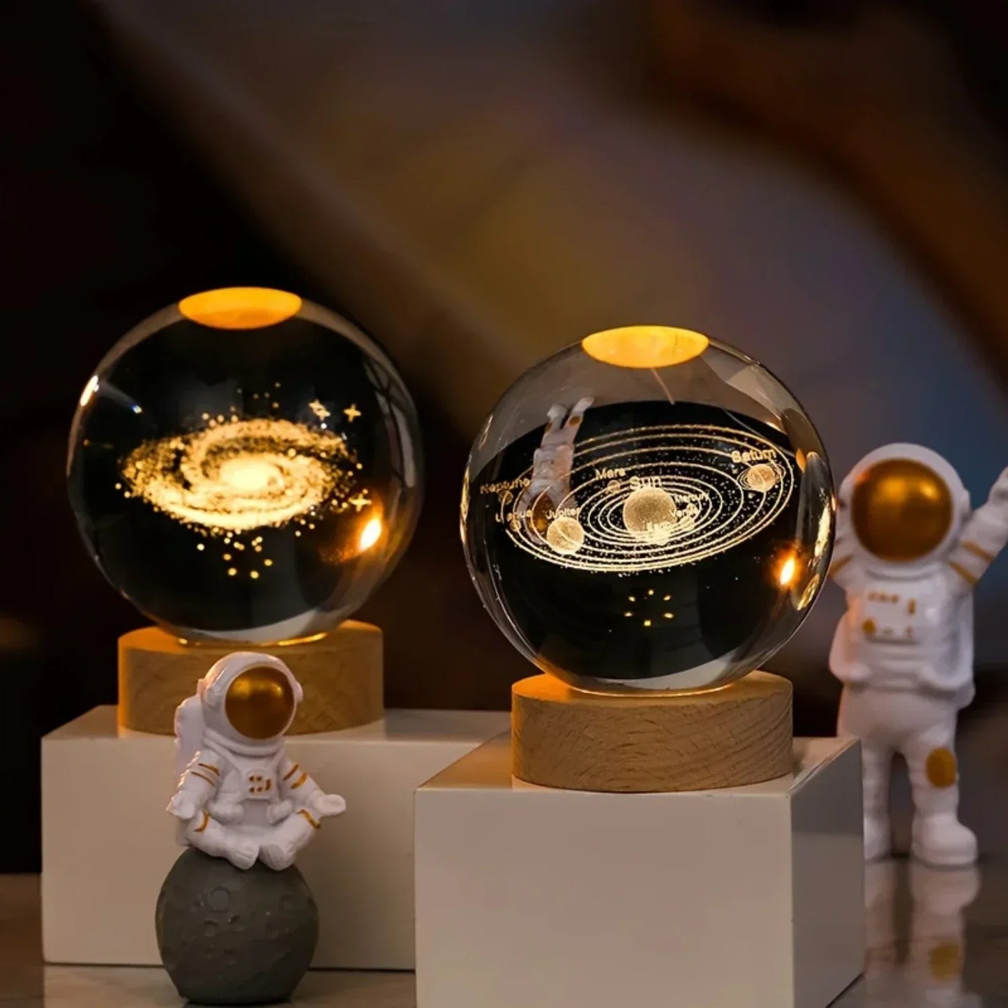 【Christmas birthday gifts】NEW Night Light Book Bear Rose USB LED Night Light Galaxy Saturn 3D Crystal Ball Mood Light Christmas