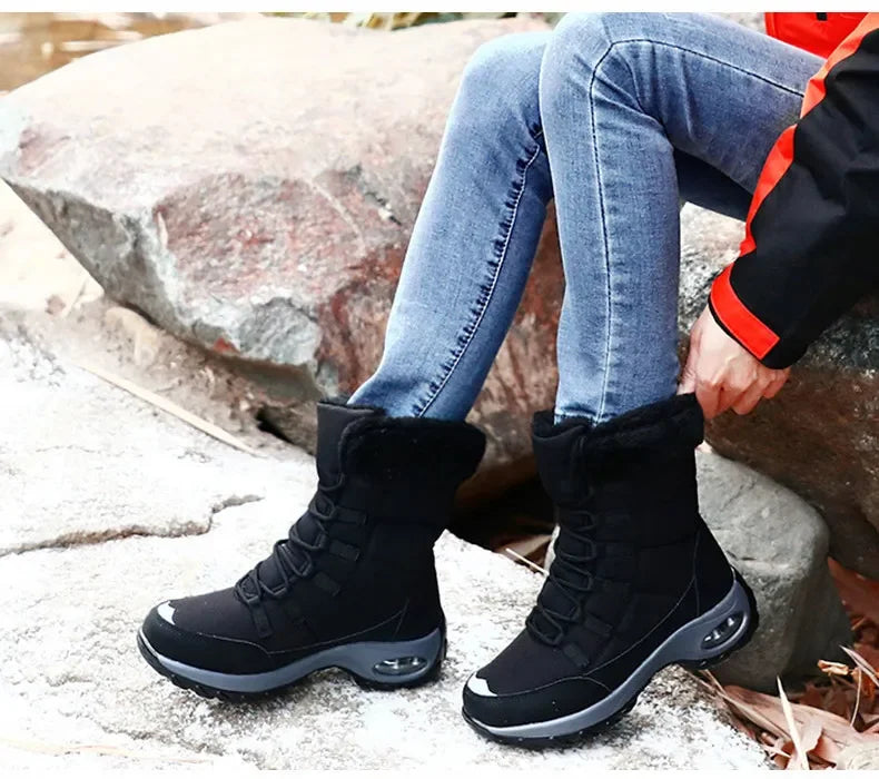 Women Winter Boots Women's Keep Warm Mid-Calf Snow Boots Women Hiking Boots High Quality Comfortable Air Cushion Women Boot