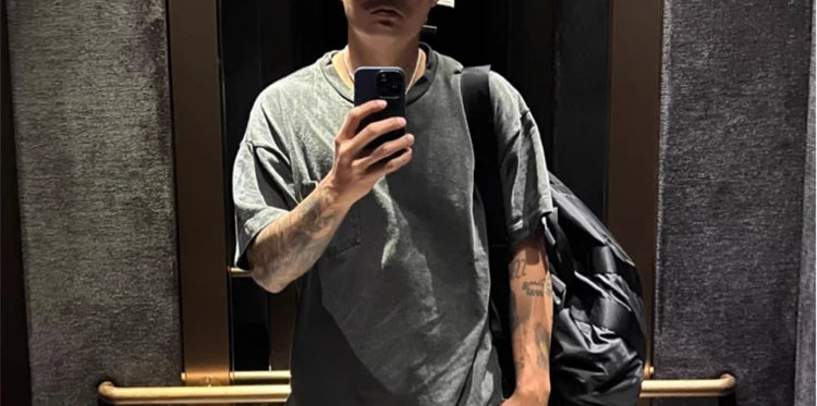 Youwenlu Men's Workwear orts Summer Trendy Loose American Sle Casual Straight Leg Wide Leg Sports Five-Quarter Pants