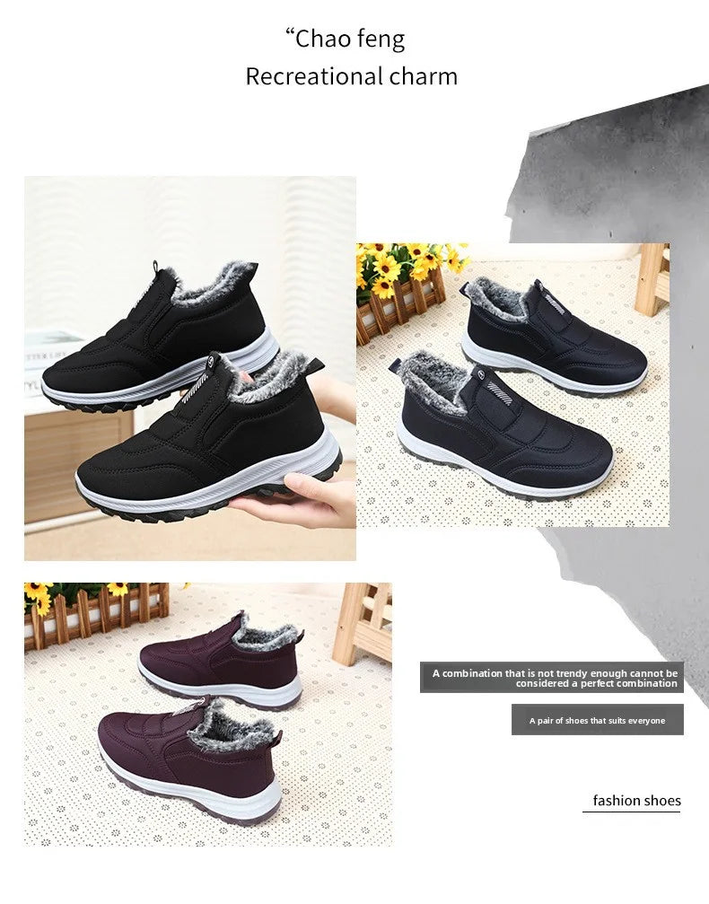 Winter Women Boots Outdoor Snow Boots Warm Lightweight Cotton Boot Non-slip Hiking Walking Shoes Fur Comfortable Women Ankle Boo