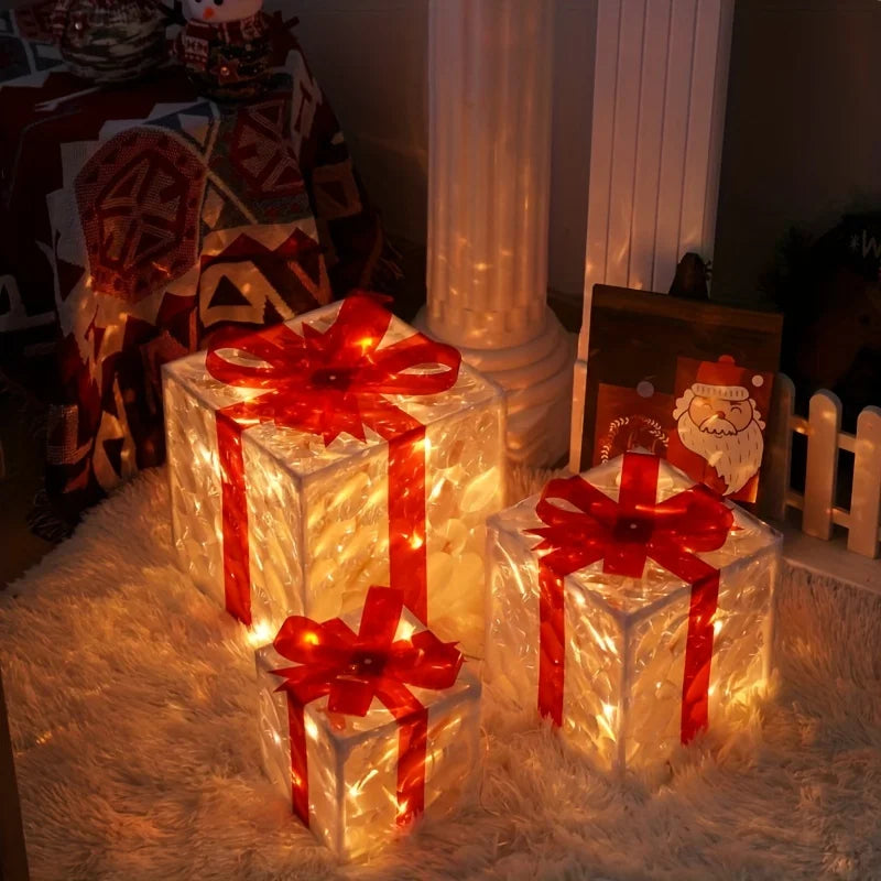 Glowing Christmas Gift Box Decoration for Home & Garden