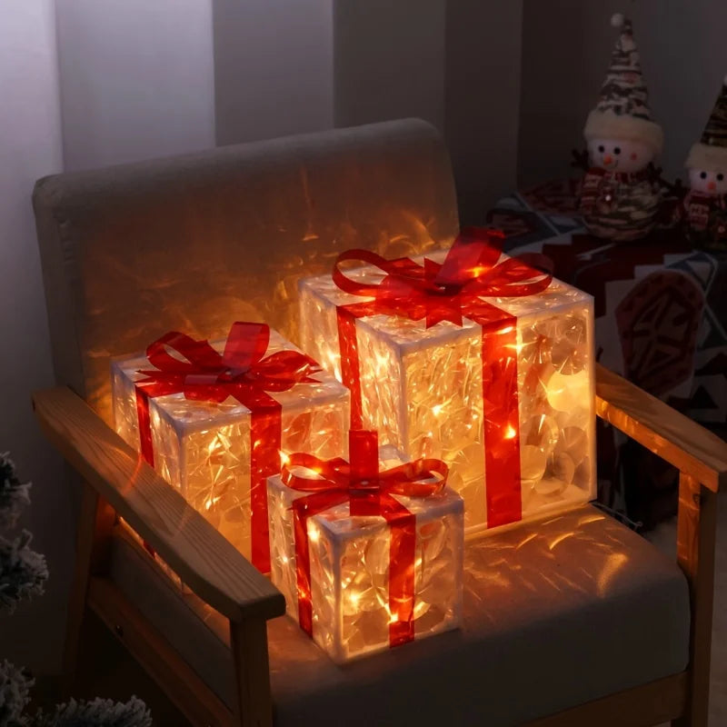Glowing Christmas Gift Box Decoration for Home & Garden