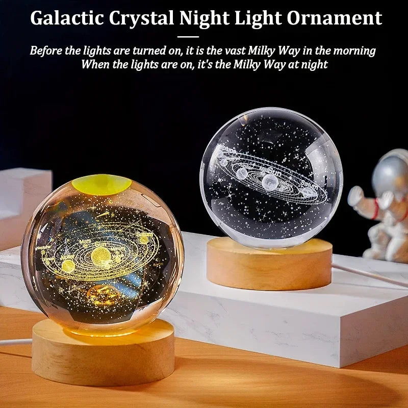 【Christmas birthday gifts】NEW Night Light Book Bear Rose USB LED Night Light Galaxy Saturn 3D Crystal Ball Mood Light Christmas