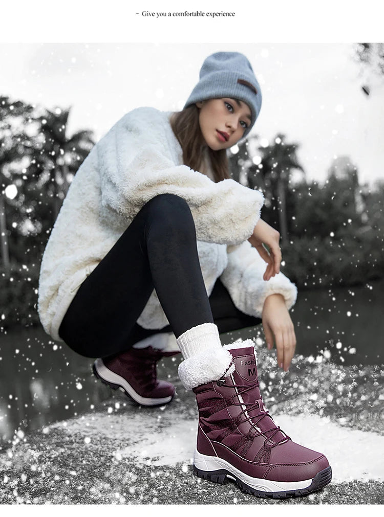 2025 Winter Snow Boots Cotton Shoes Waterproof and Cold proof Long Boots for Women Outdoor with Thick Velvet and Warmth 36-42