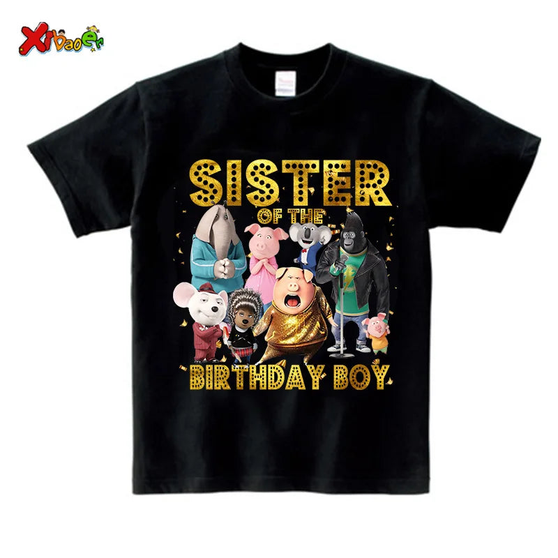 Family Matching Outfits Boys Birthday Party Shirt  Personalized Name 1st 10th Family Birthday Party Outfits Golden Shiny Outfits
