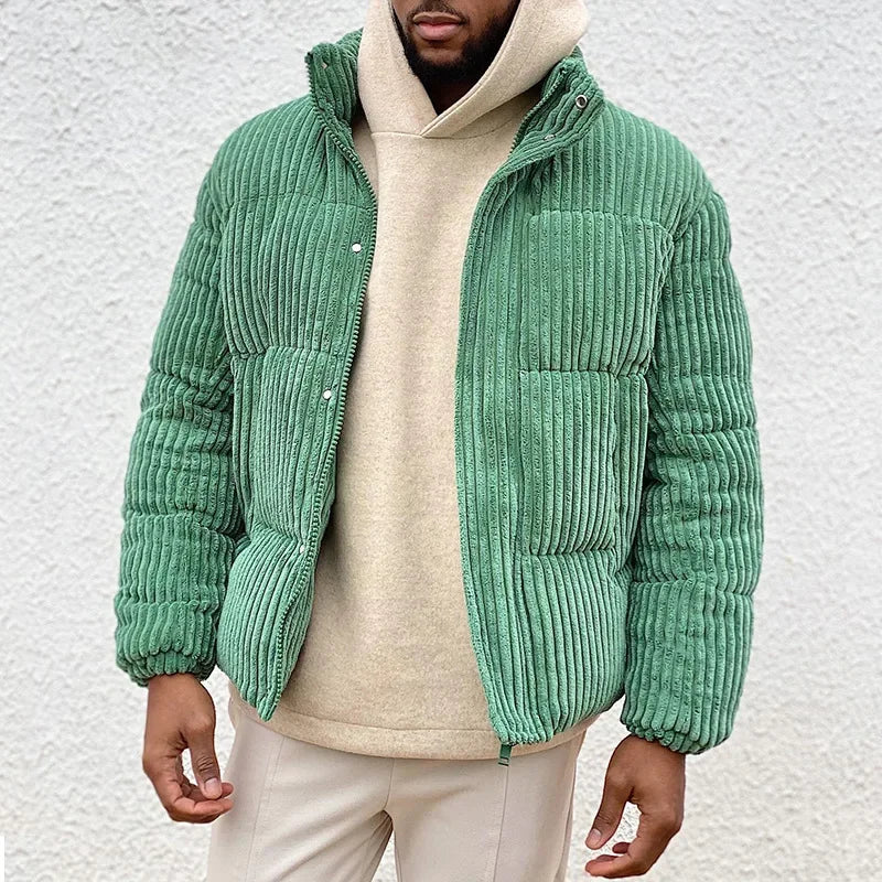 New Winter Men's Jacket Coats Corduroy Cotton Jacket Warm Bomber Jacket Loose Short Tops Bakery Wear