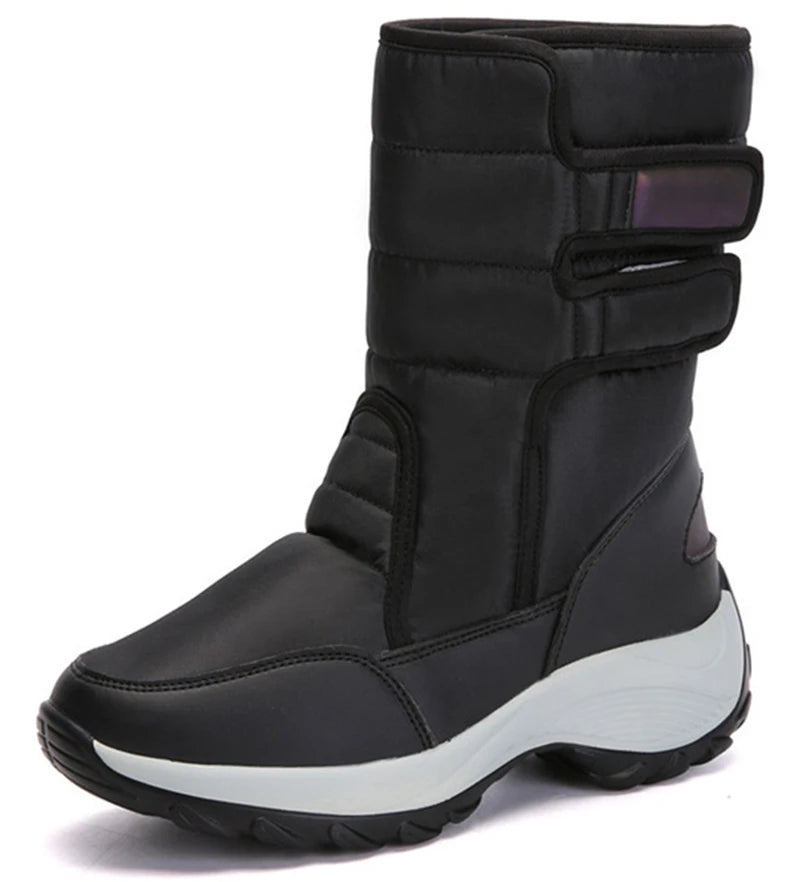 Waterproof Boots Women Winter Shoes Platform Boots WithThick Fur Mid-Calf Snow Boots Fashion Wedge Botas Mujer Shoes Woman