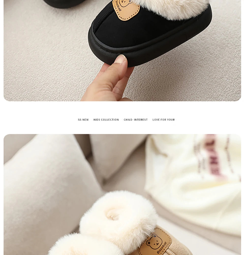 Cute Cartoon Winter Boots For Children Boy's Girl's Plush Boots Thick Warm Velvet Faux Fur Snow Boots For Toddler Kid's Boots