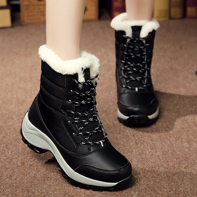Winter Snow Boots Women Anti-slip Keep Warm Plush Comfortable Walking Shoes Breathable Outdoor Casual Sneakers Women