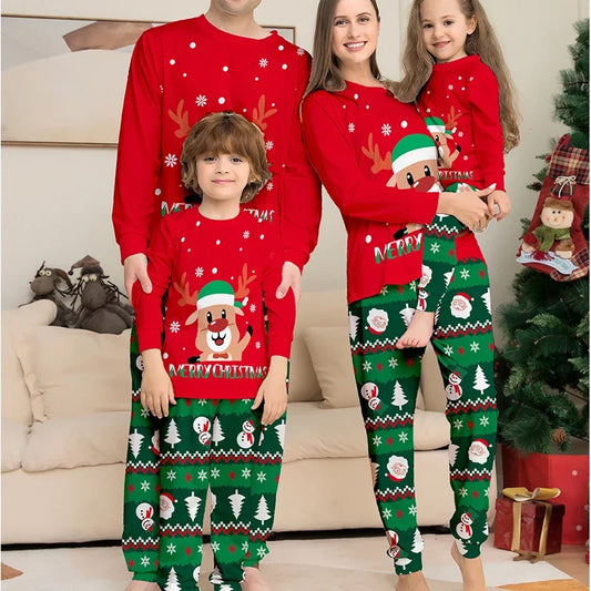 Christmas Pajamas Family Matching Outfits Mom Dad Kids 2 Piece Baby Romper Soft Sleepwear Xmas Family Look 2025 New Year Clothes