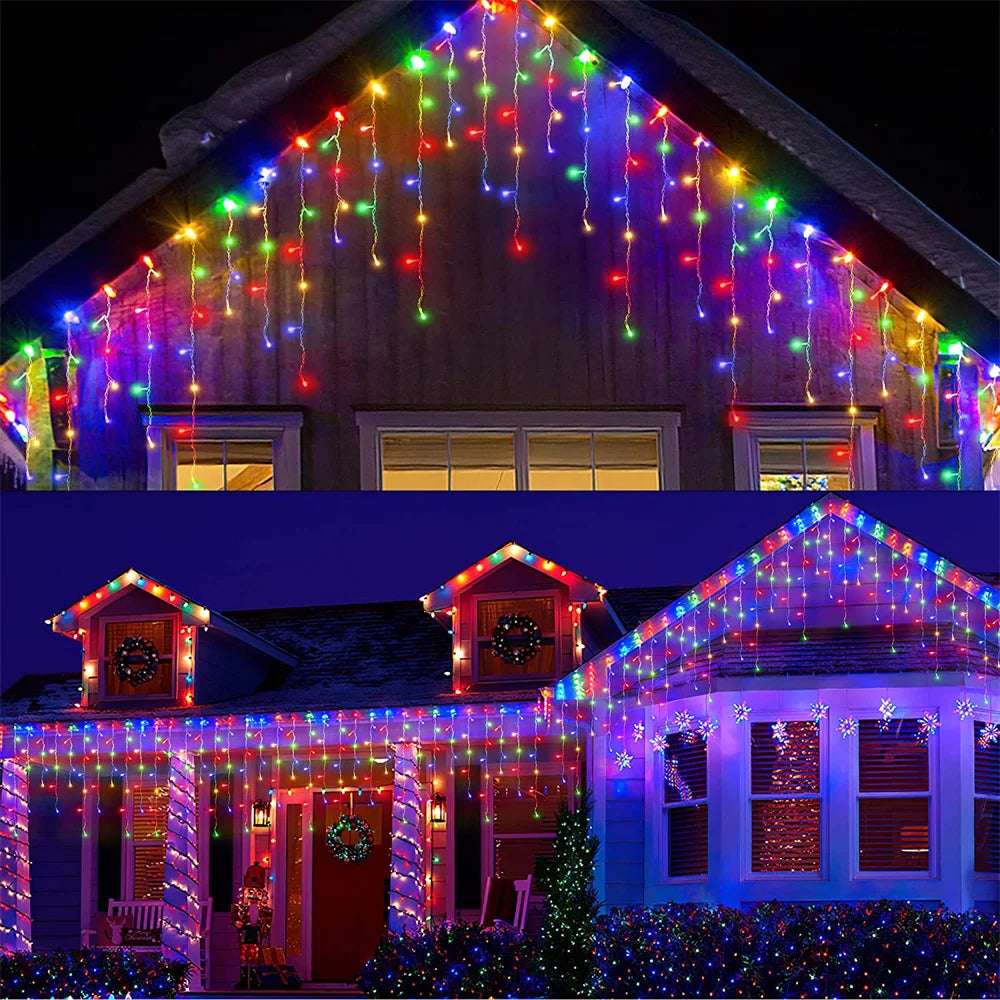 Outdoor Christmas LED Curtain Icicle Lights 4m Garden Decor