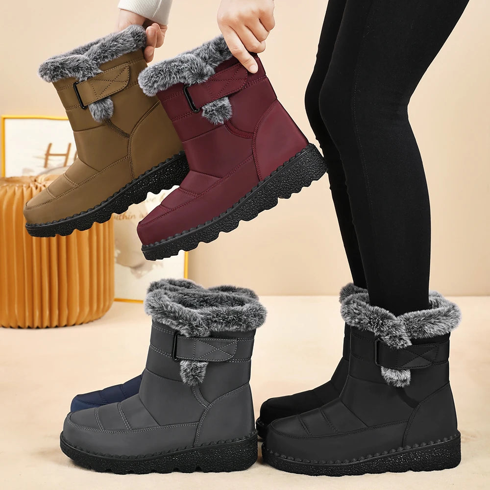 Winter Elegant Solid Color Sexy Warm Snow Boots Fashionable New Comfortable Wear-resistant and Non Slip Women's Boots