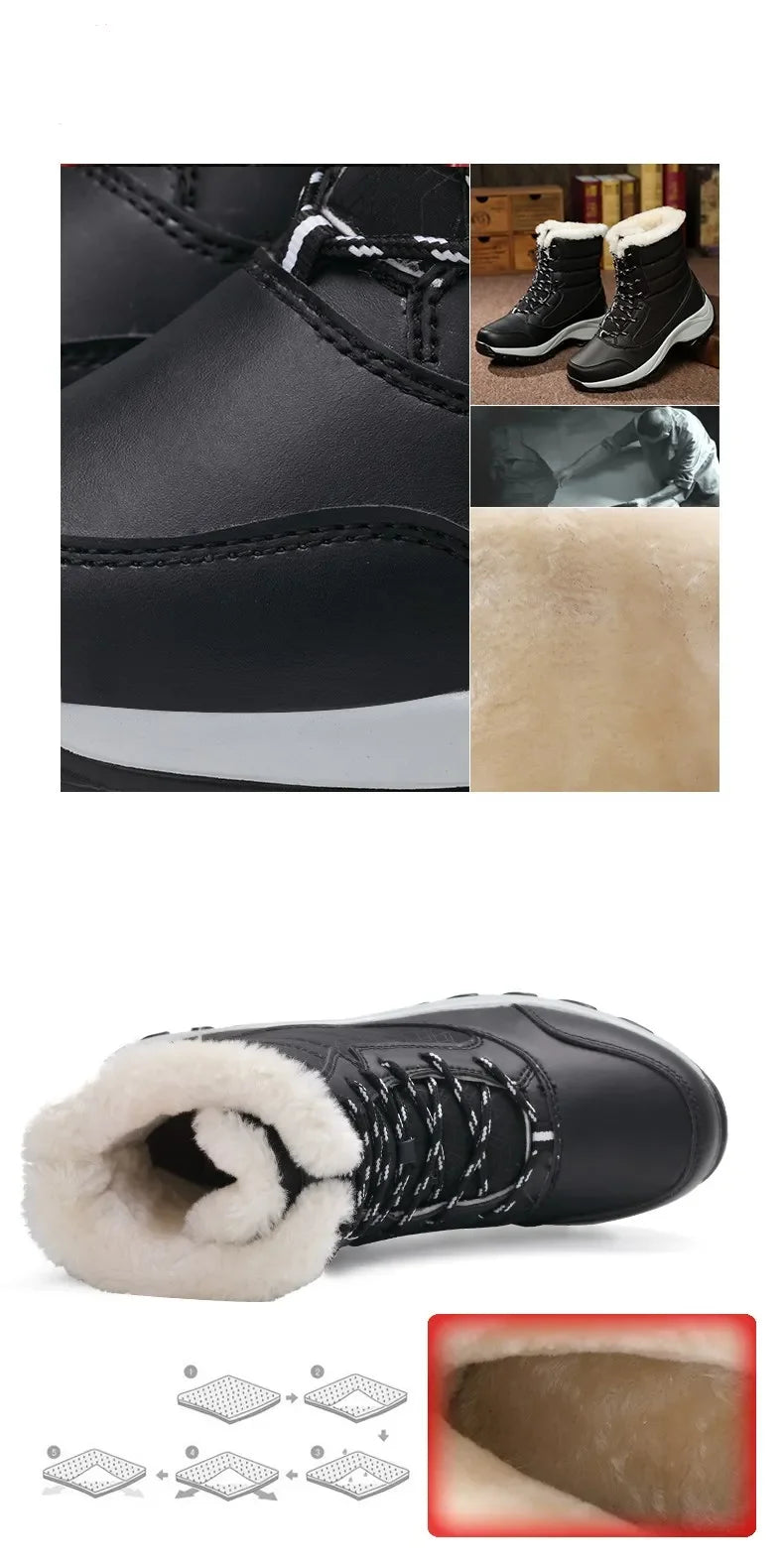 Winter Snow Boots Women Anti-slip Keep Warm Plush Comfortable Walking Shoes Breathable Outdoor Casual Sneakers Women