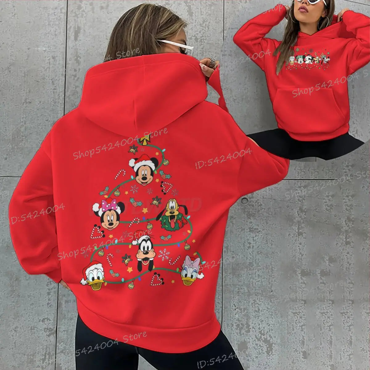 Mickey's Merry Christmas Party Hoodies Women Men 2025 Mickey and Friends Xmas Sweatshirts Long Sleeve Fleece Unisex Hoodie