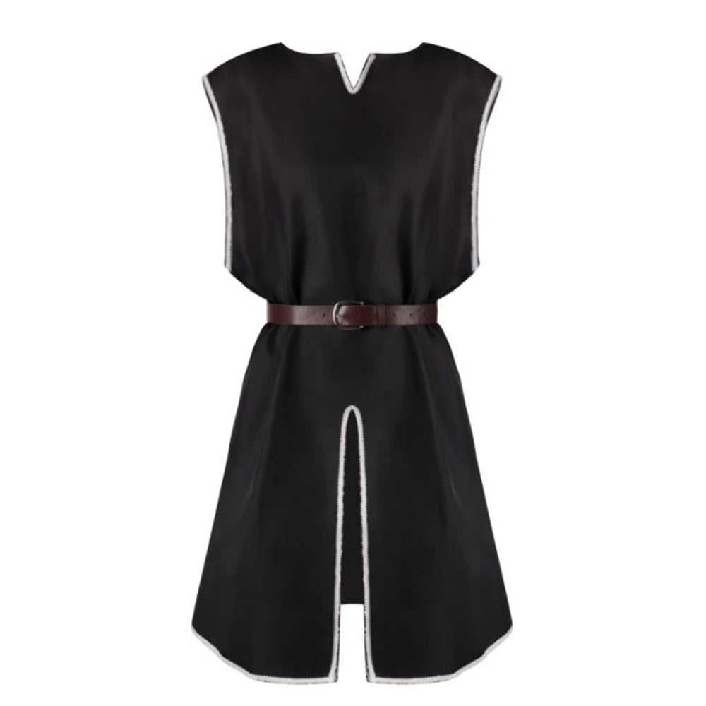 Adult Men Medieval Renaissance Warriors Knight Costume Robe Shirt Tops Sleeveless Cos Tabard Surcoat Male Tunic Loose  S-2XL