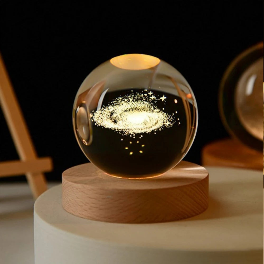 【Christmas birthday gifts】NEW Night Light Book Bear Rose USB LED Night Light Galaxy Saturn 3D Crystal Ball Mood Light Christmas