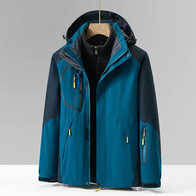 Winter 3 in 1 Fleece Lining Warm Jacket Sportwear Ski Camping Coat Windbreak Waterproof Outdoor Jacket Men Climbing Hiking Coats