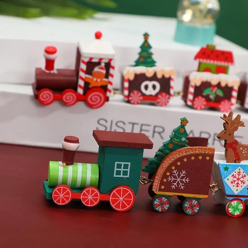Christmas Decorations Wooden Small Train Children Kindergarten GiftTrain Desktop Decoration Ornaments Christmas Children Gifts