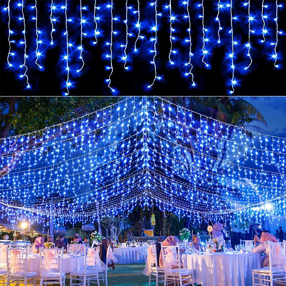 Outdoor Christmas LED Curtain Icicle Lights 4m Garden Decor