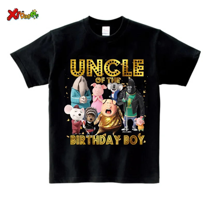Family Matching Outfits Boys Birthday Party Shirt  Personalized Name 1st 10th Family Birthday Party Outfits Golden Shiny Outfits