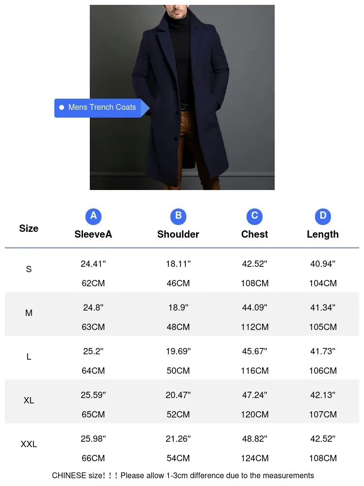 Winter Men's Trench Coats Luxury