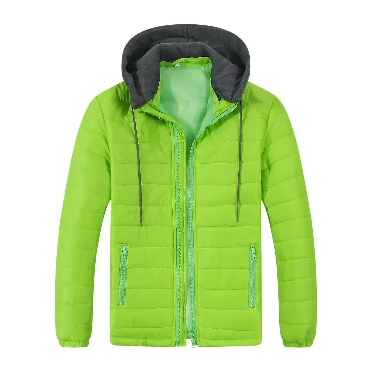 Winter Warm Cotton Jacket for Men Stand Collar Open Front Outdoor Sports Coat Casual Padded Coat