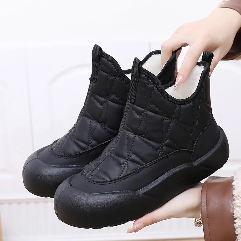 Winter boots 2025 woman warm wool fur booties waterproof lightweight mom ankle shoes warmth fur booties