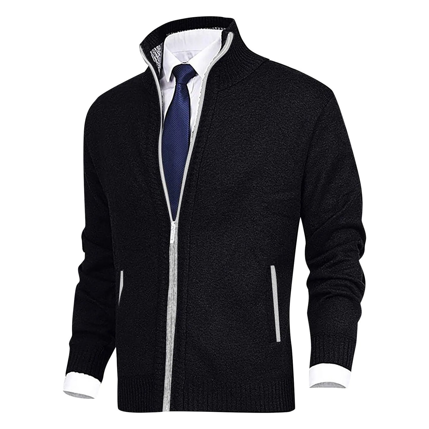 Winter Men'S Knitted Sweater Casual Coat Fashion Loose Cardigan Warm  Jacket Sweater  Stand Collar Knitting Coat Autumn