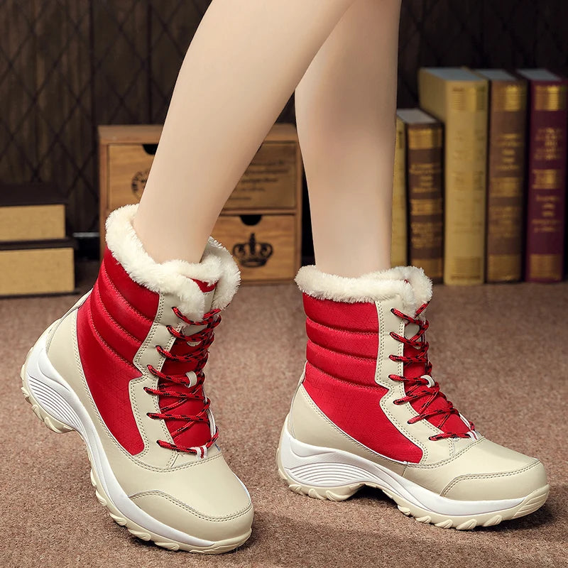 Winter Snow Boots Women Anti-slip Keep Warm Plush Comfortable Walking Shoes Breathable Outdoor Casual Sneakers Women