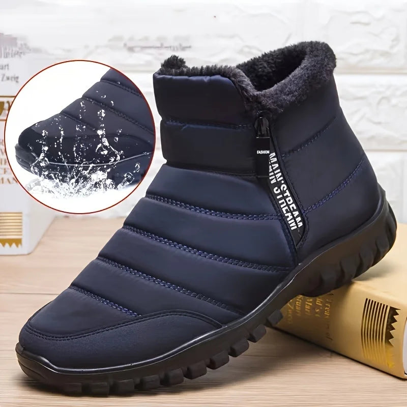 Winter shoes Men's sneakers Warm Cotton Zipper Snow Ankle Boots, Autumncasual shoes  Waterproof Snow Boots free shiping shoe