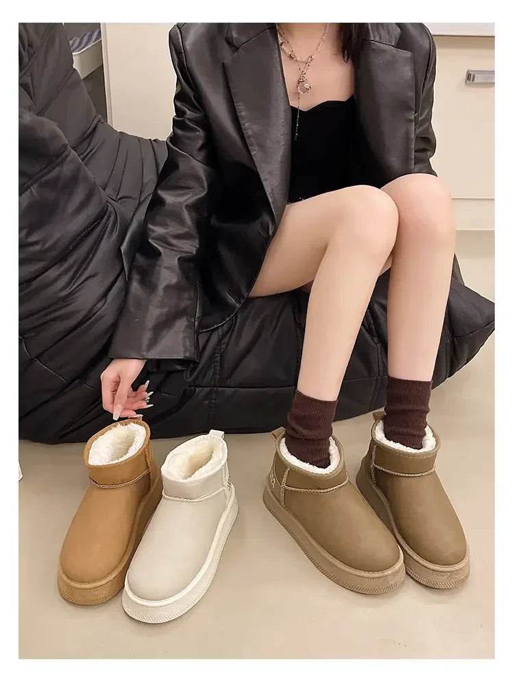 Winter fashion women's boots snow boots with fleece and fur women's shoes warm, non slip, wear-resistant, soft and comfortable