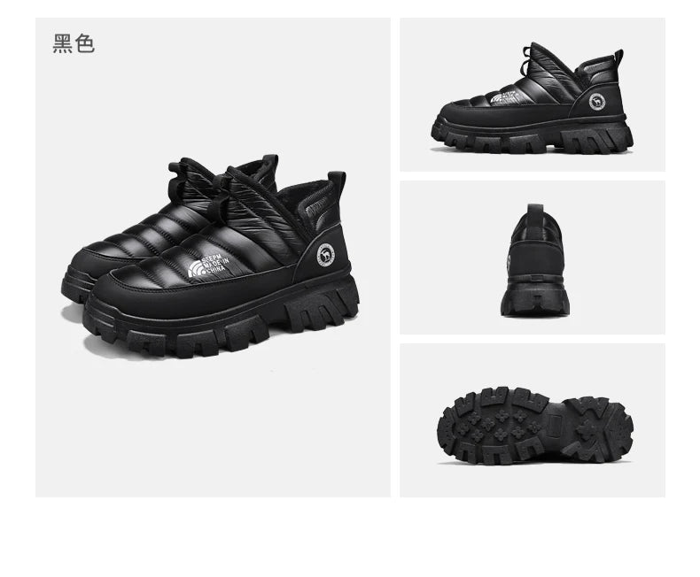 Winter Snow Boots, Men's Insulated Warm Cotton Boots, Anti-slip and Wear-resistant Hiking Shoes, Casual Outdoor Boots