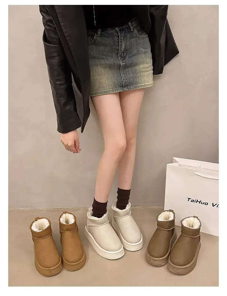 Winter fashion women's boots snow boots with fleece and fur women's shoes warm, non slip, wear-resistant, soft and comfortable