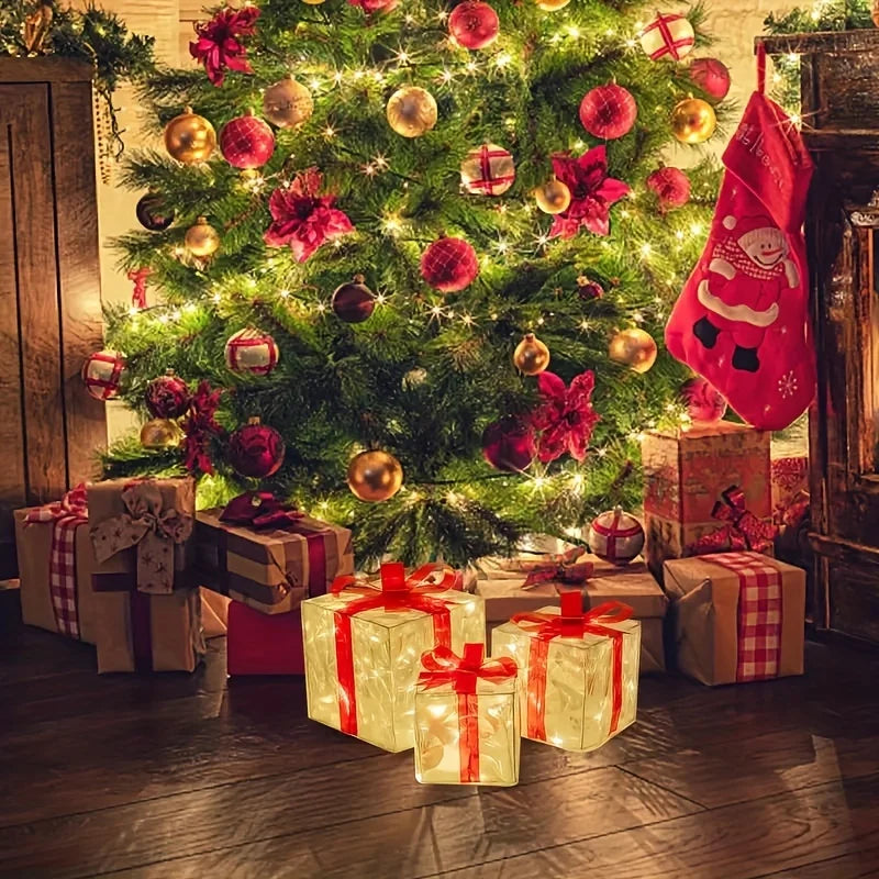 Glowing Christmas Gift Box Decoration for Home & Garden