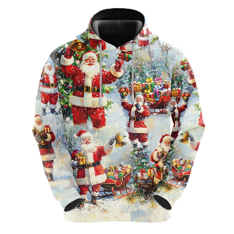 2026 Christmas Hoodies Santa Claus 3D Print Men Women New Hooded Sweatshirts Casual Unisex Hoody Pullover Kids Tops Clothing