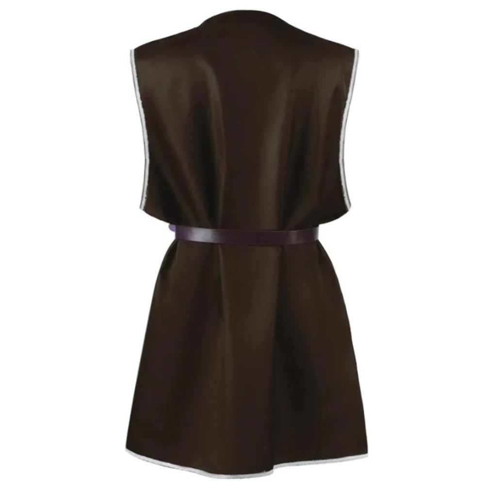 Adult Men Medieval Renaissance Warriors Knight Costume Robe Shirt Tops Sleeveless Cos Tabard Surcoat Male Tunic Loose  S-2XL