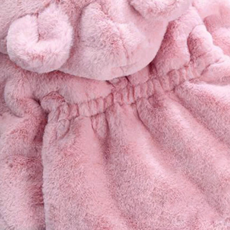Girls' Winter Clothes Soft Cozy Fleece Hooded Coat Faux Fur Thicken Warm Girl Coat With Cute Ears Thick Warm Outwear Overcoat