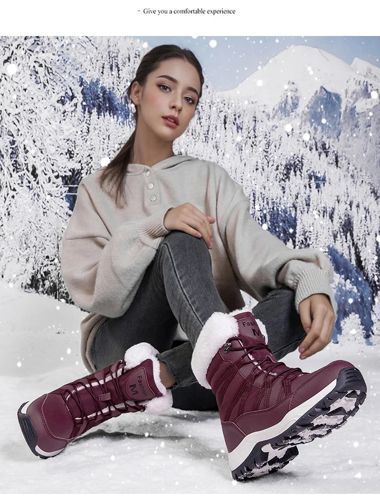 2025 Winter Snow Boots Cotton Shoes Waterproof and Cold proof Long Boots for Women Outdoor with Thick Velvet and Warmth 36-42