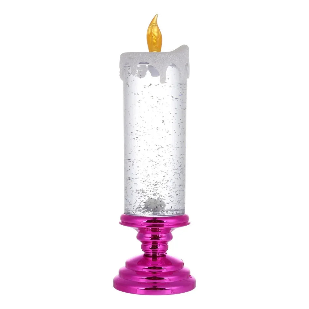 Christmas LED Candle Night Light Swirling Glitter & Colorful