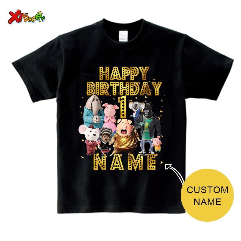 Family Matching Outfits Boys Birthday Party Shirt  Personalized Name 1st 10th Family Birthday Party Outfits Golden Shiny Outfits