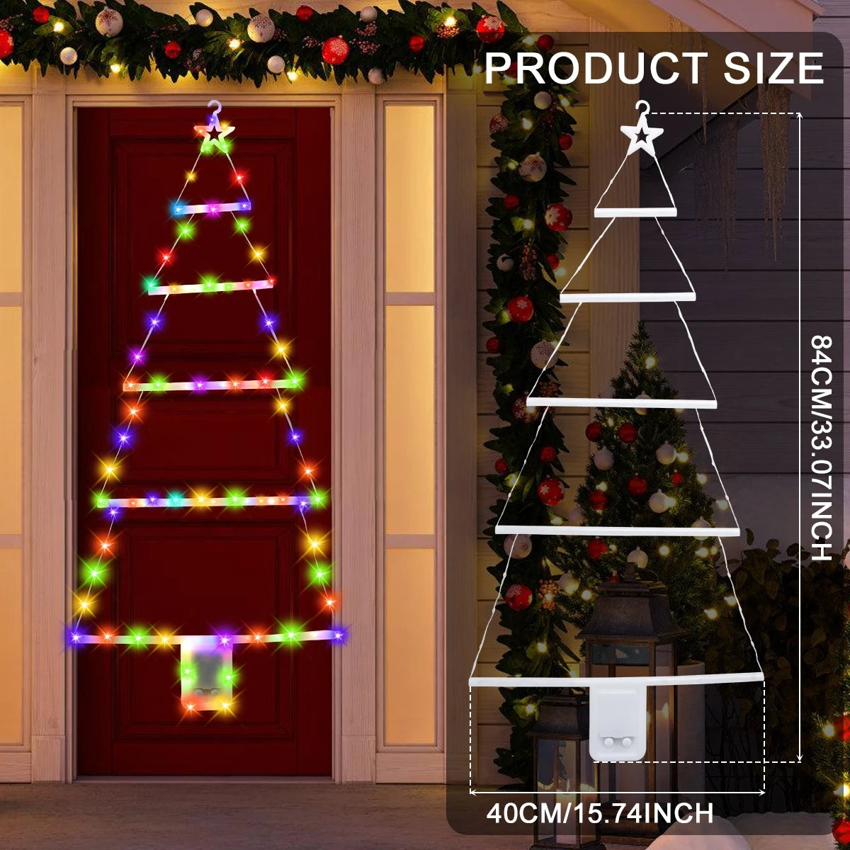 Christmas Tree Warm LED Ladder Lights Navidad Natal Noel Light Garland Merry Christmas Decorations For Home 2024 New Year 2025