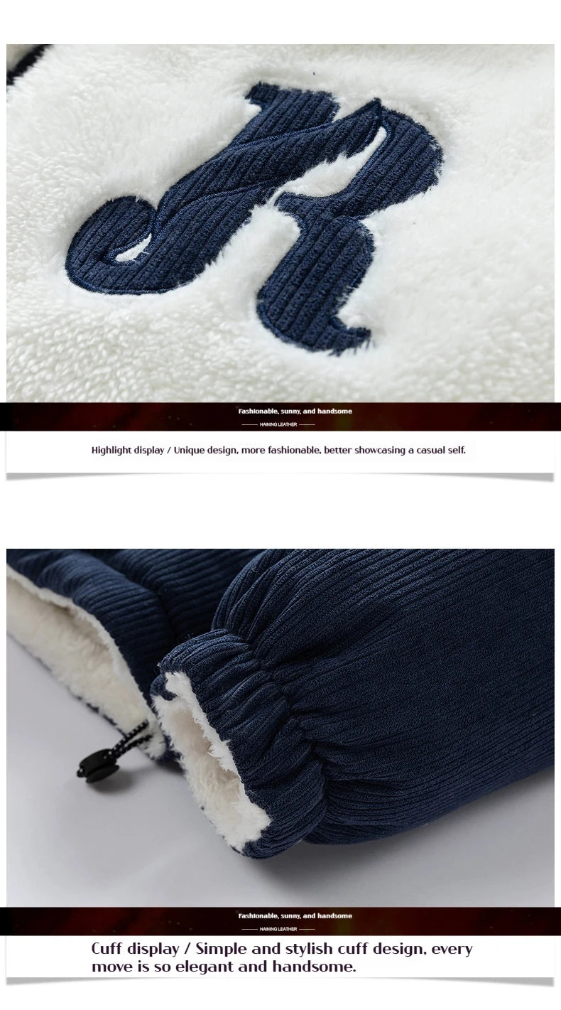 Winter Fashion Men's New Jacket Double-sided Wear Warm Winter Corduroy Cotton Clothing, Men's and Women's Fleece Jacket Thick