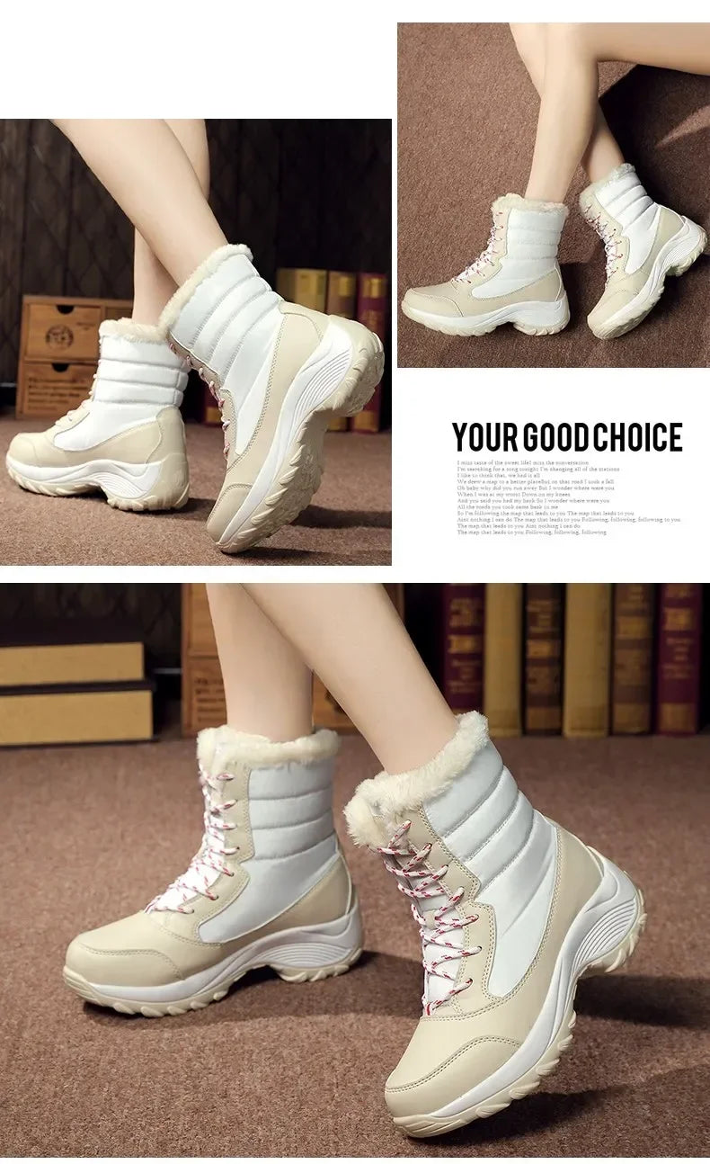 Winter Snow Boots Women Anti-slip Keep Warm Plush Comfortable Walking Shoes Breathable Outdoor Casual Sneakers Women