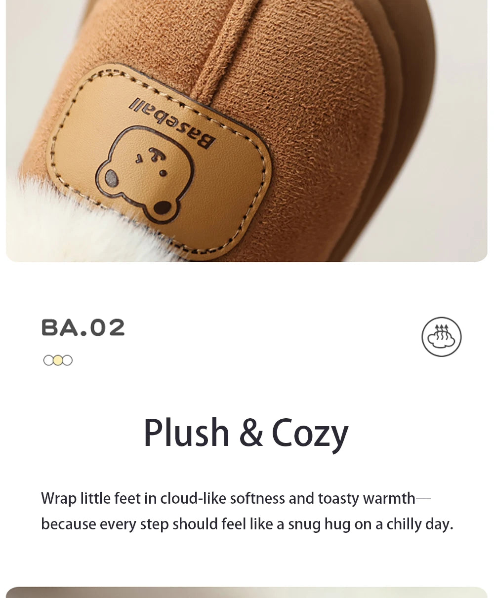 Cute Cartoon Winter Boots For Children Boy's Girl's Plush Boots Thick Warm Velvet Faux Fur Snow Boots For Toddler Kid's Boots