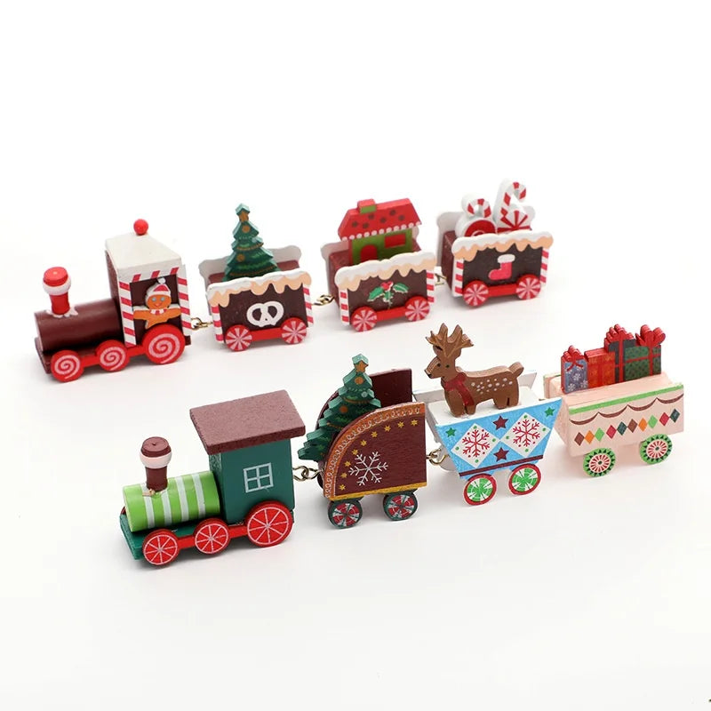 Christmas Decorations Wooden Small Train Children Kindergarten GiftTrain Desktop Decoration Ornaments Christmas Children Gifts