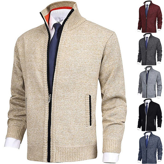 Winter Men'S Knitted Sweater Casual Coat Fashion Loose Cardigan Warm  Jacket Sweater  Stand Collar Knitting Coat Autumn