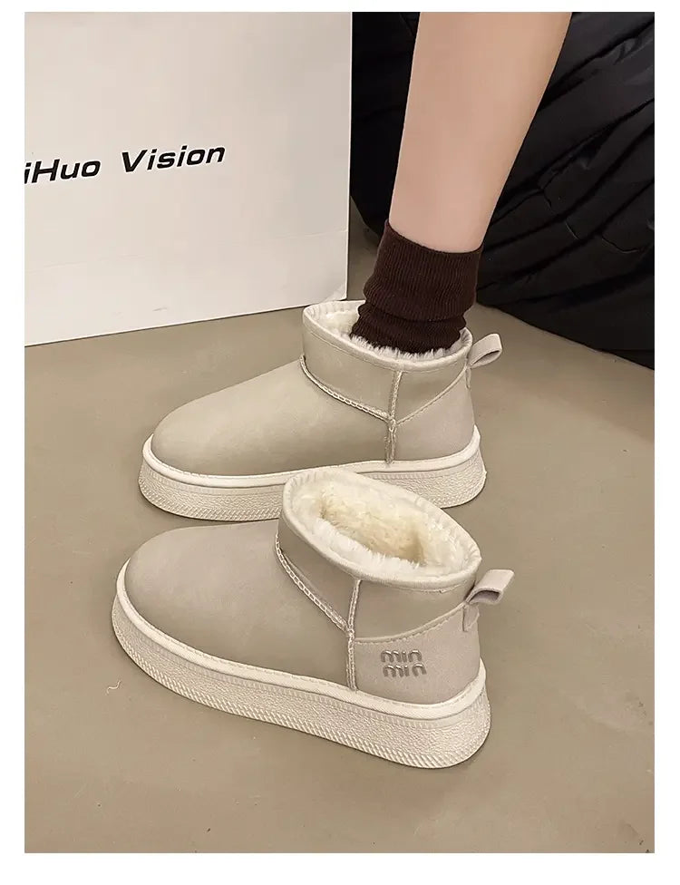 Winter fashion women's boots snow boots with fleece and fur women's shoes warm, non slip, wear-resistant, soft and comfortable