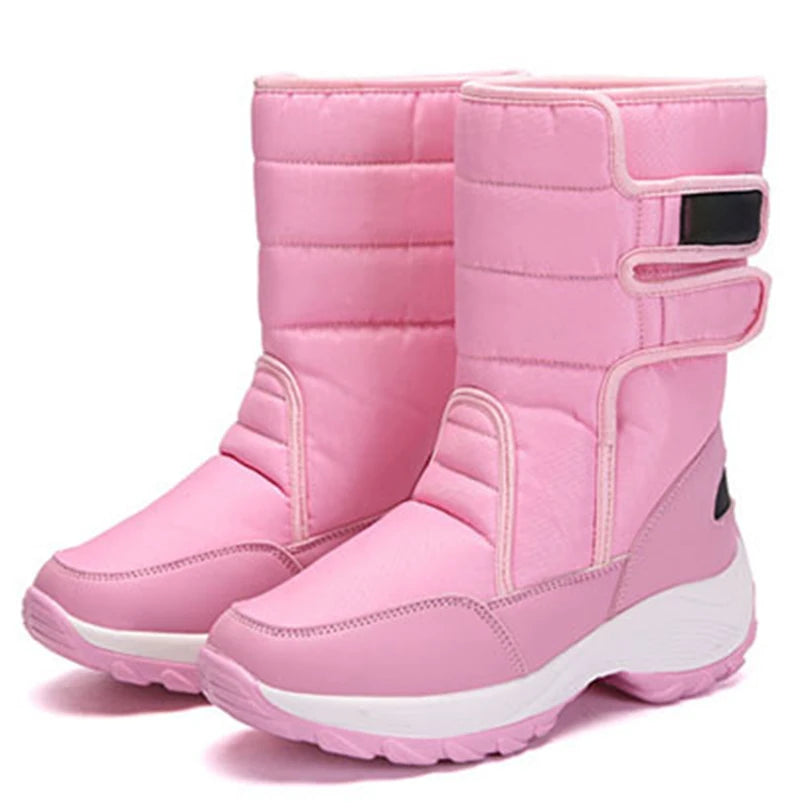 Waterproof Boots Women Winter Shoes Platform Boots WithThick Fur Mid-Calf Snow Boots Fashion Wedge Botas Mujer Shoes Woman